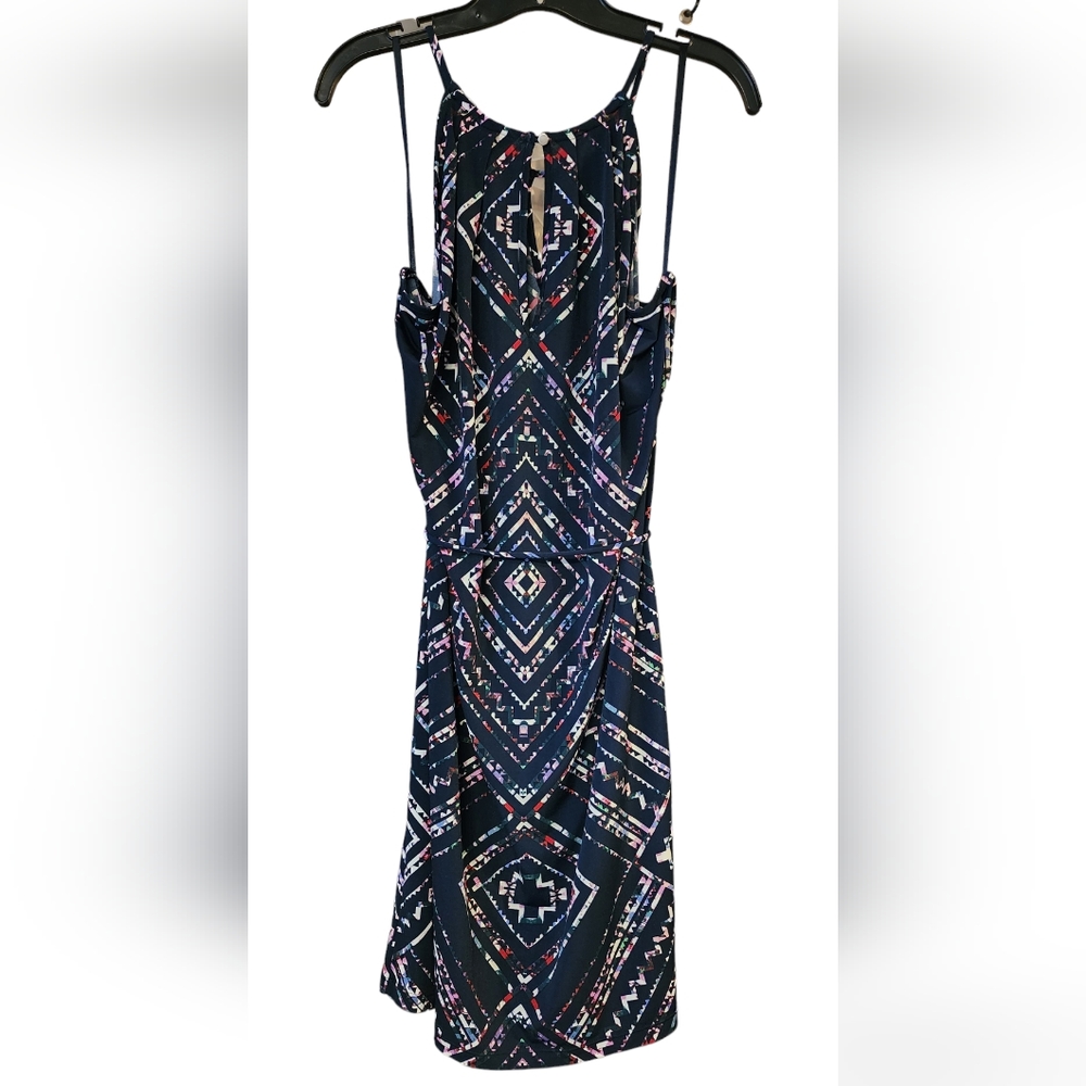 Geometric Patterned Navy Dress - Picture 3 of 3